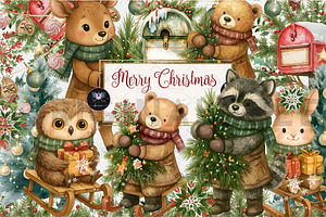 Winter Forest Animals Clipart, an Illustration by BigCakeBee