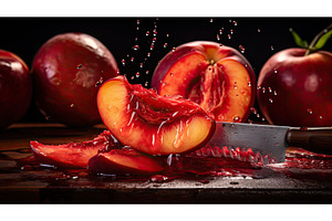 juicy red peach fruit ai generated, a Nature Photo by pikepicture