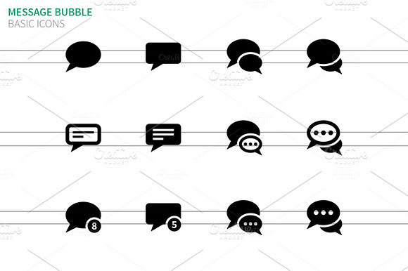 Message Bubble Icons On White
