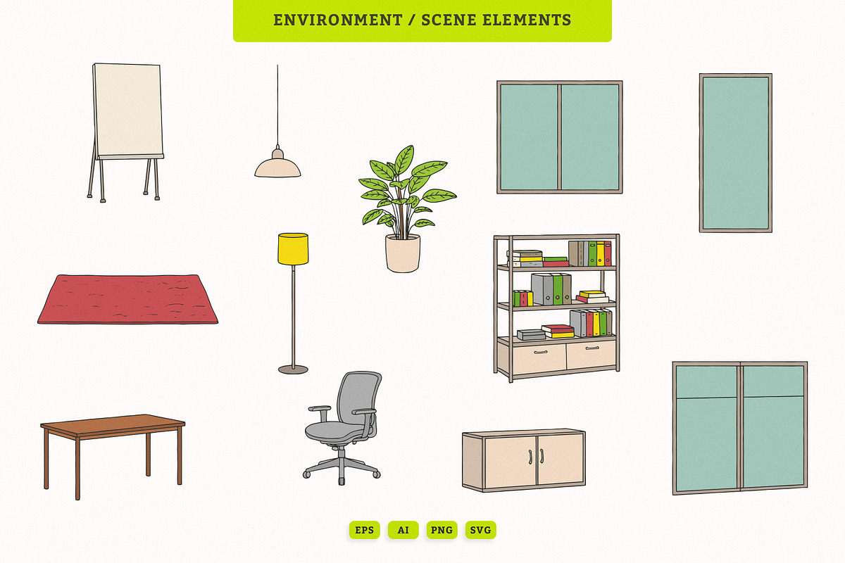 Modern Office Scene Creator, an Illustration by MEANDSTUDIO (Photo 5 of 5)