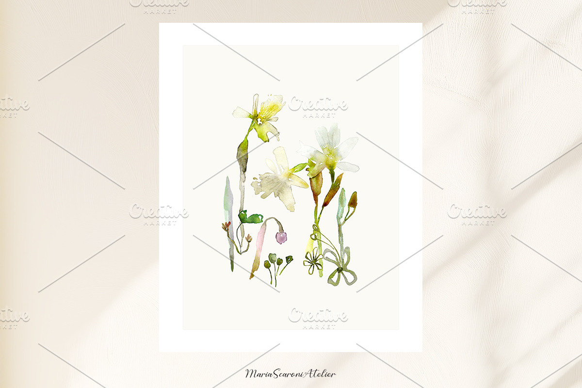 Watercolor Daffodils Floral Wall Art, a Decorative Illustration by MariaScaroniAtelier (Photo 3 of 8)