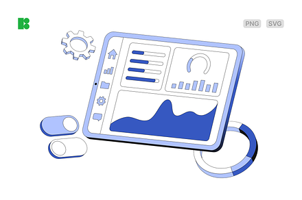Data dashboard with charts and graph