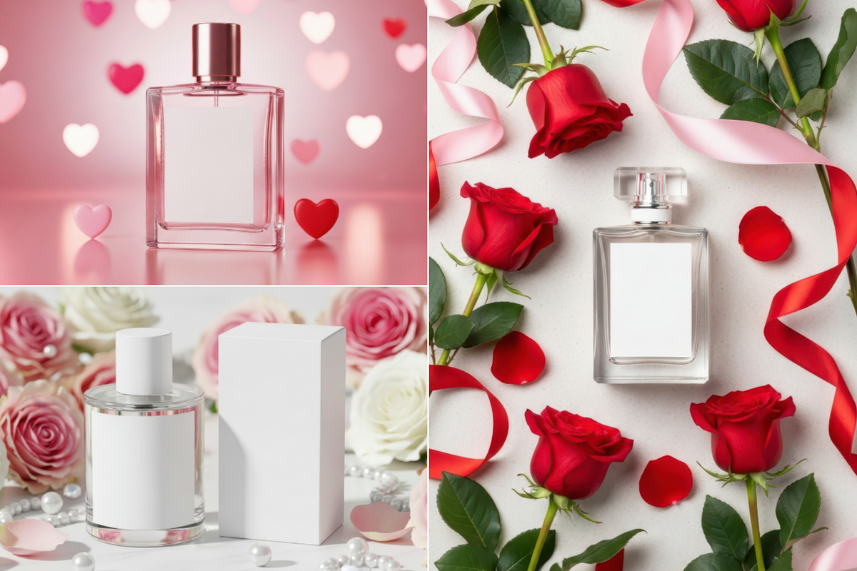 Valentine Perfume Bottle Mockup 1000, a Packaging Mockup by KennedyStudio (Photo 7 of 15)