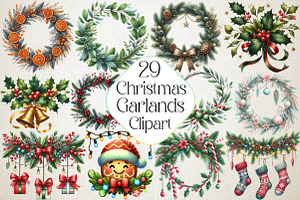 Christmas Garlands Sublimation Clipa, an Illustration by DreamPrint404