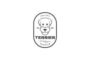 Head Dog Terrier Badge Vintage Logo