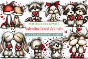 Watercolor Valentine Forest Animals, an Illustration by Craft Nest (Thumbnail 1 of 7)