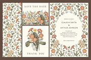 3 Wedding Cards + Seamless Pattern, an Object Graphic by Vintage (Thumbnail 1 of 14)