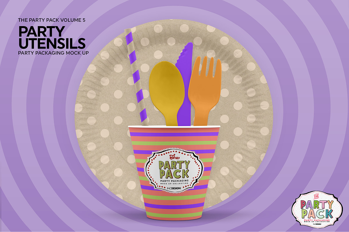 Party Plates and Utensils Mockup, a Cups & Container Mockup by INCDesign (Photo 4 of 7)