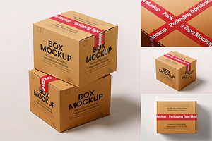 Box Mockup with Packaging Tape, a Product Mockup by Pitchlook.Studio