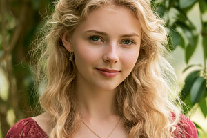 Portrait of a beautiful blonde woman with serene expression and, a Person Photo by Studio ANNA