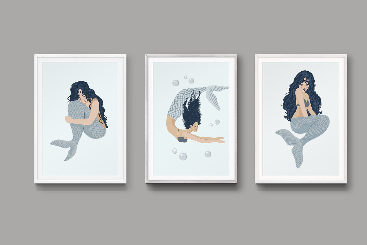 Mermaids and under the Sea clipart, an Object Graphic by KupalinaArt (Photo 9 of 10)