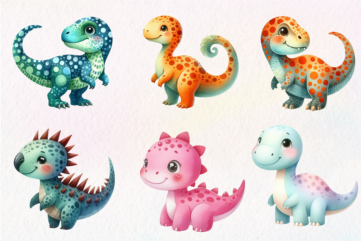 Cute Dinosaurs Clipart, an Illustration by CreationArt (Photo 4 of 5)