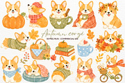 Autumn Corgi Clipart Fall Animal PNG, an Animal Illustration by SugarCloudStudioArt (Thumbnail 1 of 6)