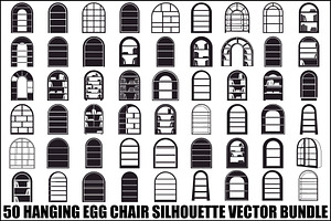 Hanging Egg Chair Silhouette Bundle, an Illustration by Gfx_Store