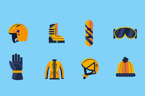 Snowboard Gear Icon Set preview 2