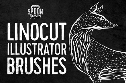 Linocut Illustrator Brushes, a Brush Add-On by Spoon Graphics