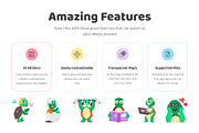Turtle Cartoon Stickers Set, an Emoji Icon by Vectors Market (Thumbnail 2 of 6)
