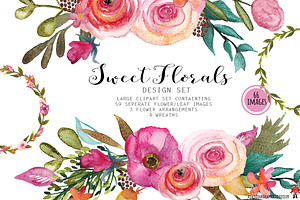 Floral watercolor clip art Sweet