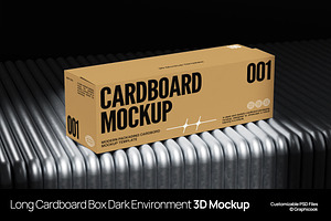 Long Cardboard Box 3D Mockup