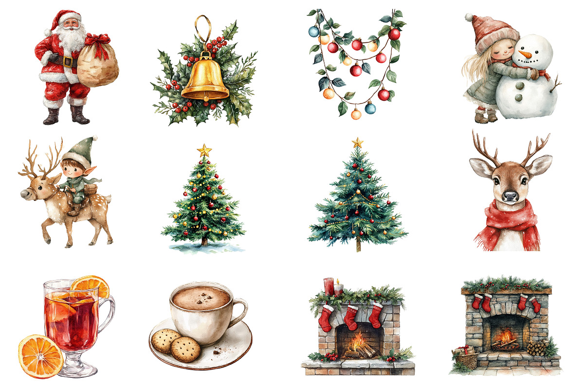 Christmas Elf Watercolor Clipart, an Illustration by Designworld (Photo 3 of 5)