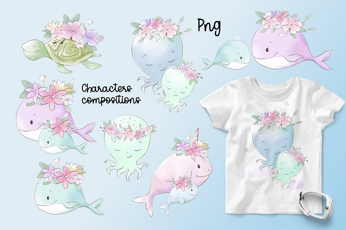 Nursery clipart Cute marine life, an Animal Illustration by Yuliya Art (Photo 3 of 11)