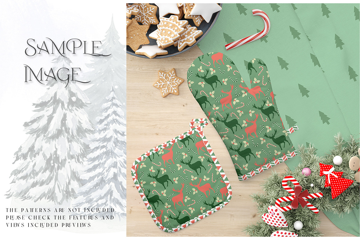 Christmas Oven Mitt & Potholders, a Product Mockup by mock-ups (Photo 10 of 16)