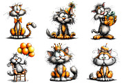 Whimsical Birthday Cat Clipart, an Illustration by Craft Nest (Thumbnail 9 of 9)