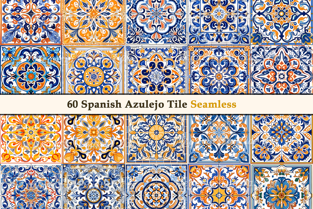 Spanish Azulejo Pattern Tile V1, a Pattern Graphic by Negarin Digital Art (Photo 3 of 8)