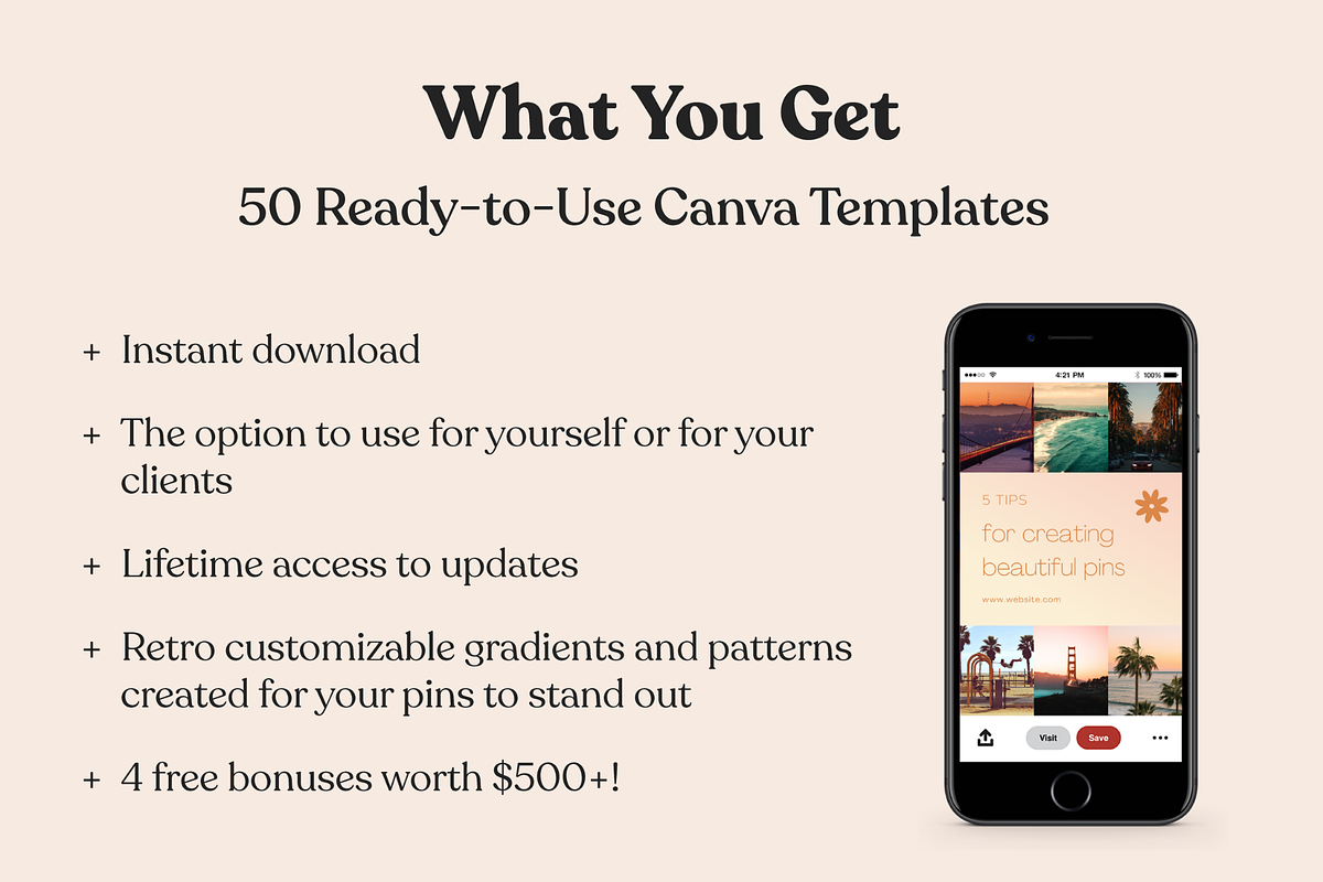 50 Retro Pinterest Templates, a Social Media Template by Lucky Bee Creative Studio (Photo 6 of 9)