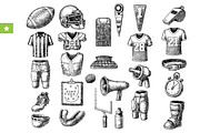 Vintage American Football Gear Set, an Object Graphic by RT Studio (Thumbnail 1 of 4)