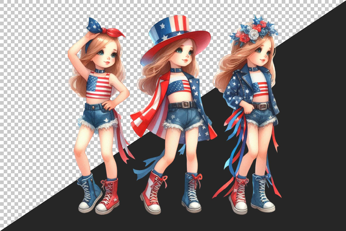Patriotic July Girls PNG Clipart, an Animal Illustration by Craft Nest (Photo 4 of 4)