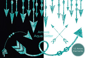 Aqua Glitter Arrow Graphics Bundle