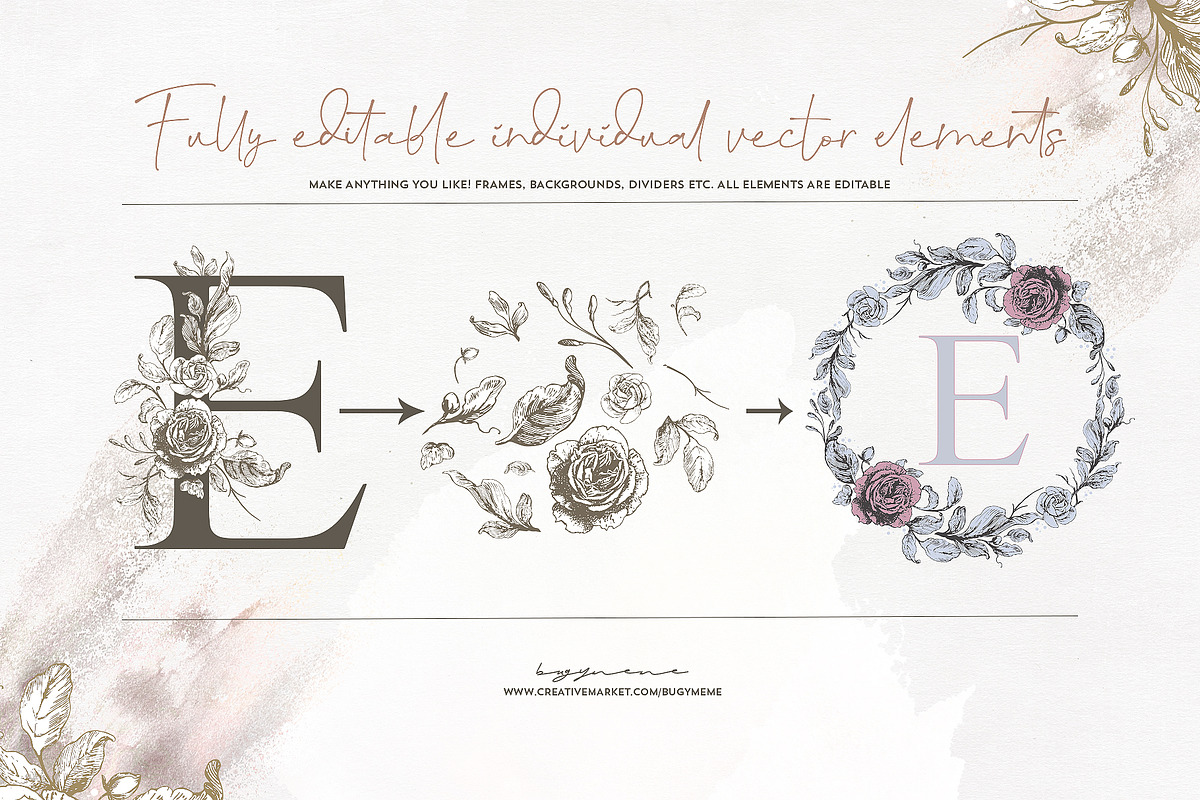 Floral Vintage Alphabet | Monograms, an Illustration by Tinydew (Photo 7 of 7)