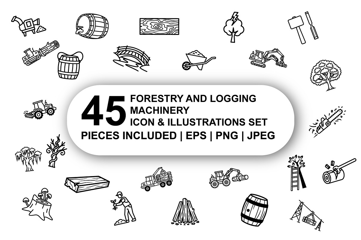 Forestry and logging machinery Icons, an Outline Icon by Nurlan's shop (Photo 1 of 6)