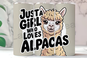 Just A Girl Alpaca 20oz Tumbler, an Arts & Entertainment Photo by LamanAzalea