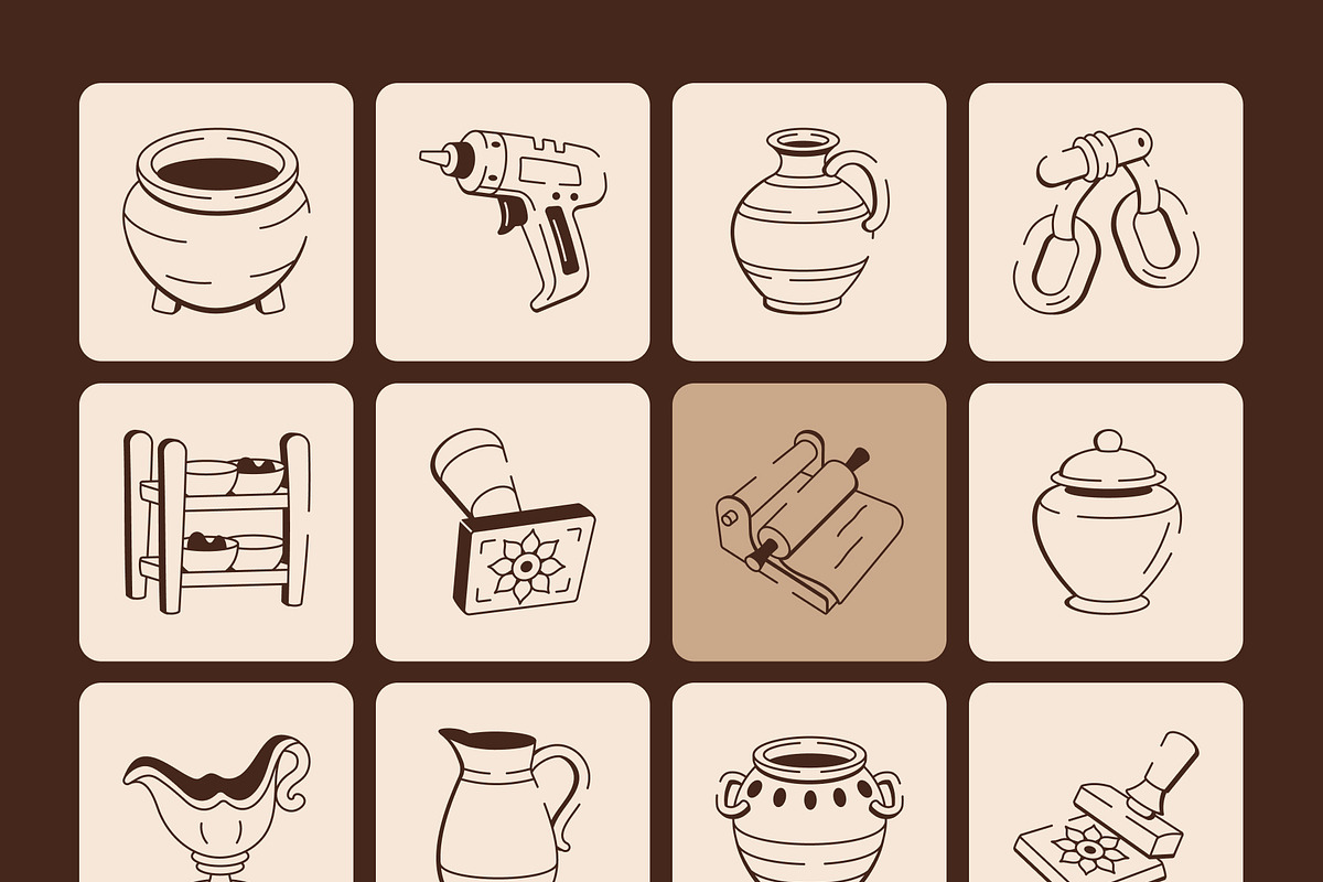 Pottery Doodles Art Set, an Outline Icon by Vectors Market (Photo 8 of 8)
