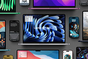 Laptop Air Mockup Phone 15 Pro Set, a Mac Mockup by Avelina Studio (Thumbnail 1 of 3)