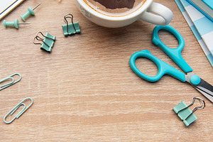 Overhead view of a modern desk with business essentials, a School & Education Photo by Olena Rudo