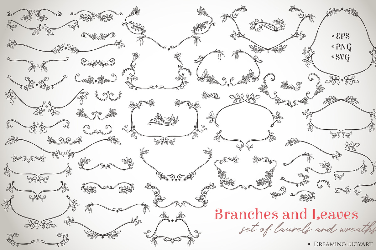 Vintage branches and wreaths set, a Decorative Illustration by Dreaming_Lucy (Photo 2 of 3)