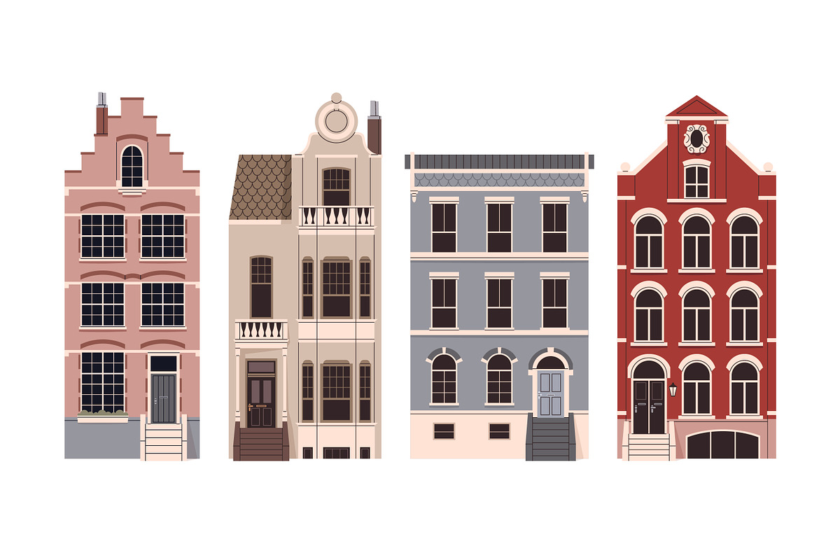 English houses set. UK architecture, an Illustration by Good Studio (Photo 5 of 7)