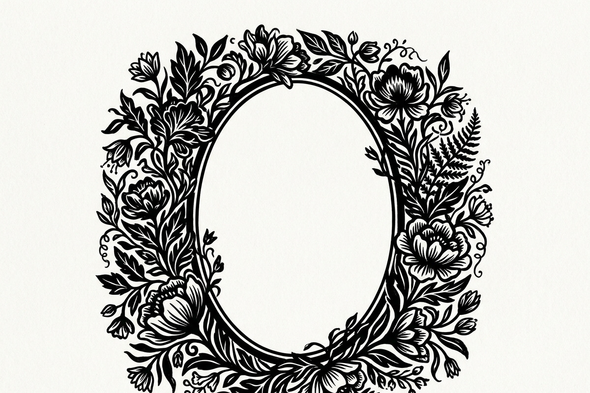 50 Elegant Floral Oval Mirror Frame, a Decorative Illustration by Amazin_art (Photo 2 of 40)