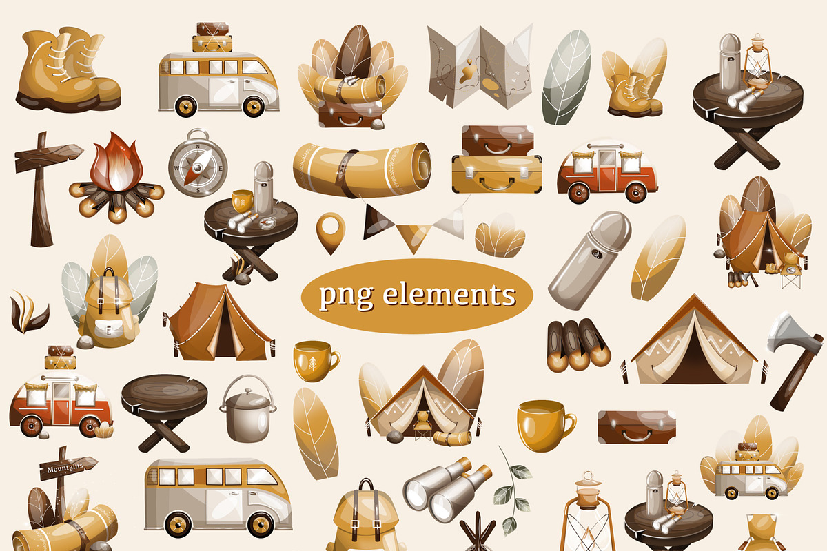 Travel Set. Illustrations & Patterns, a Seasonal Illustration by Linerisyart (Photo 3 of 12)
