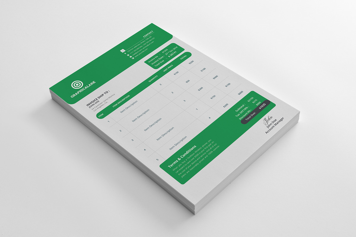 Invoice, a Stationery Template by Graphicalark (Photo 3 of 3)