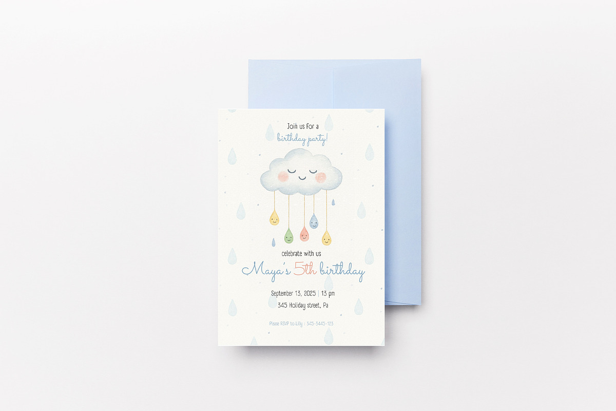 Cute Cloud Birthday Invitation preview 4