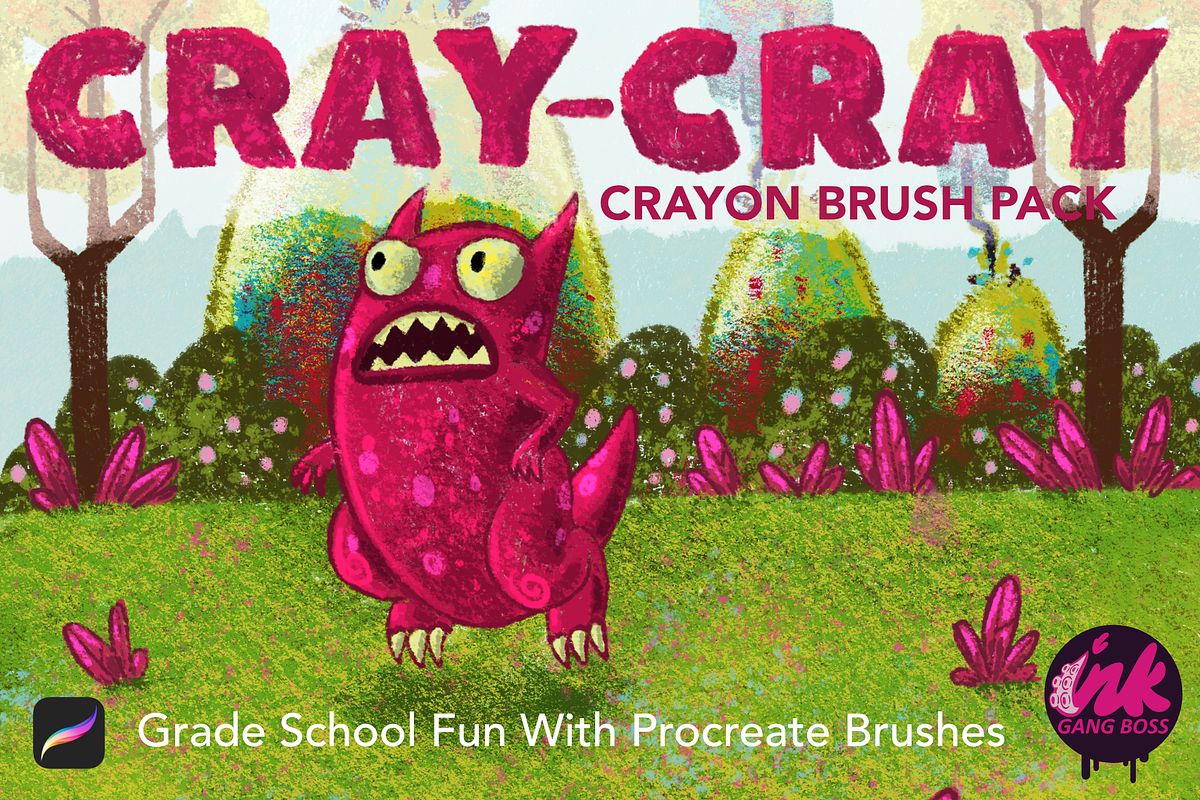 Procreate Cray-Cray Crayon Brushes, a Brush Add-On by Ink Gang Boss (Photo 1 of 8)