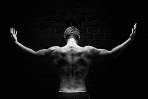 Silhouette of a strong man containing fitness, fit, and training