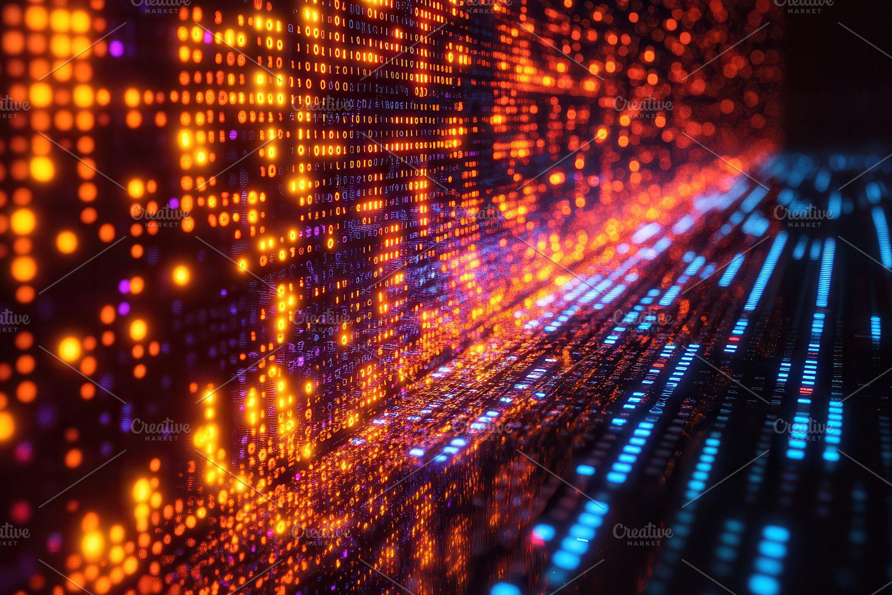 Bright digital patterns emerge in vi, a Photo by Tanuart