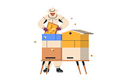 Beekeepers work with honey bees set, a Person Illustration by Good Studio (Thumbnail 4 of 4)