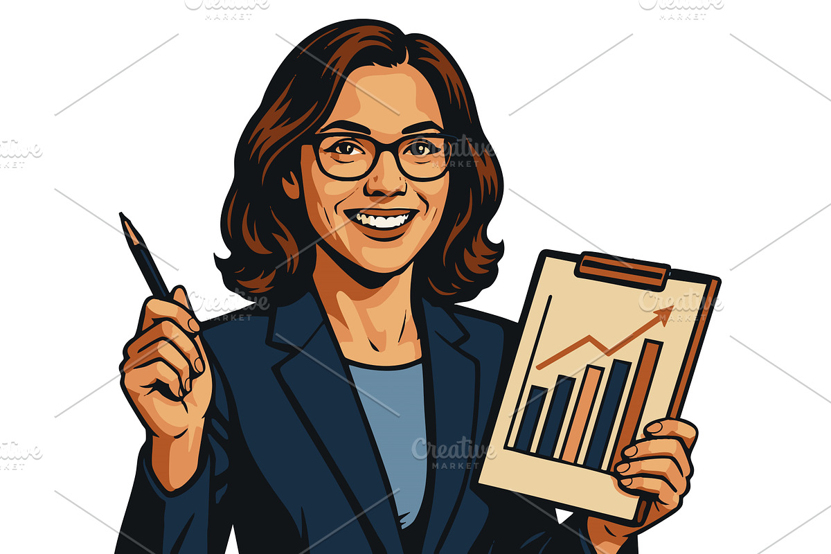 Female analyst presenting business, a Person Illustration by AlexArt