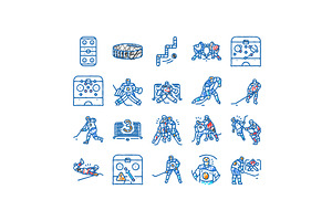 ice hockey puck stick sport icons, an Object Illustration by pikepicture